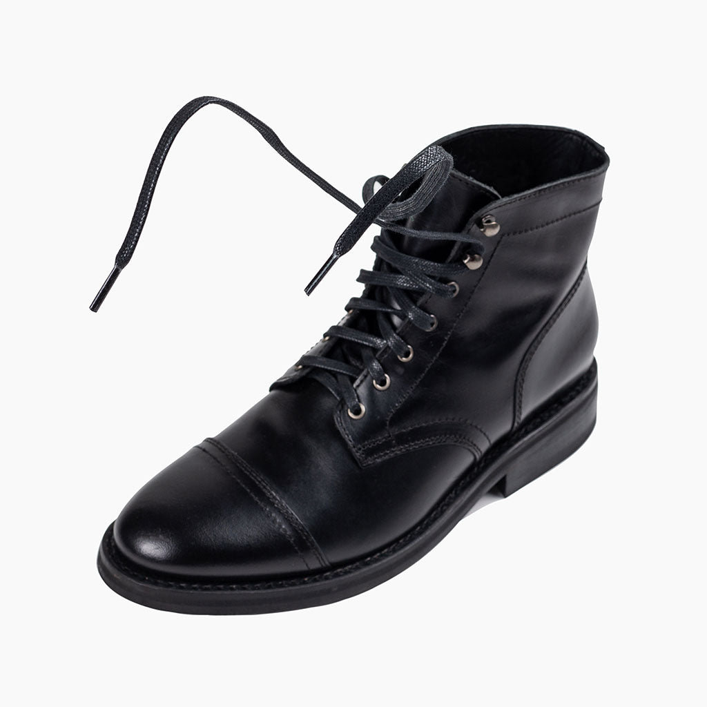 Flat Waxed Cotton Laces | Black - Image 2