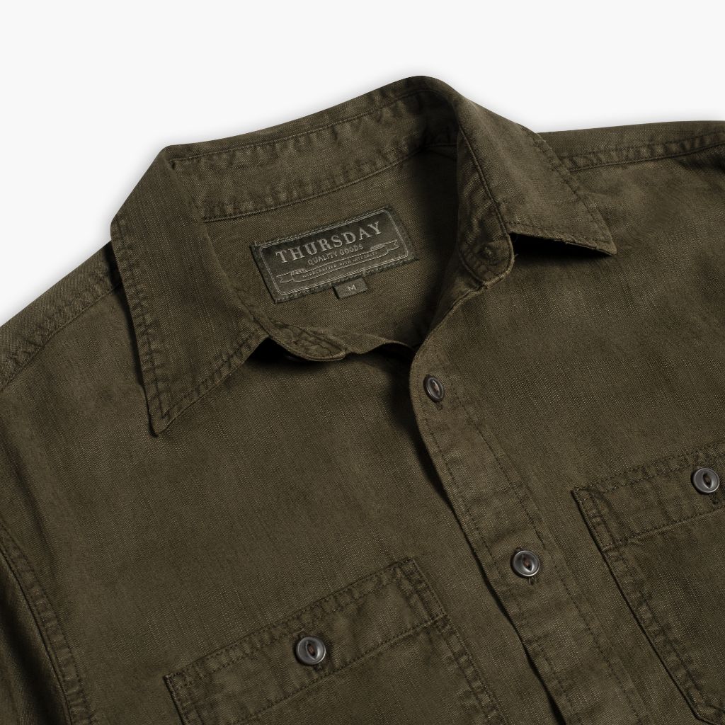 Chambray Workshirt | Olive - Image 4