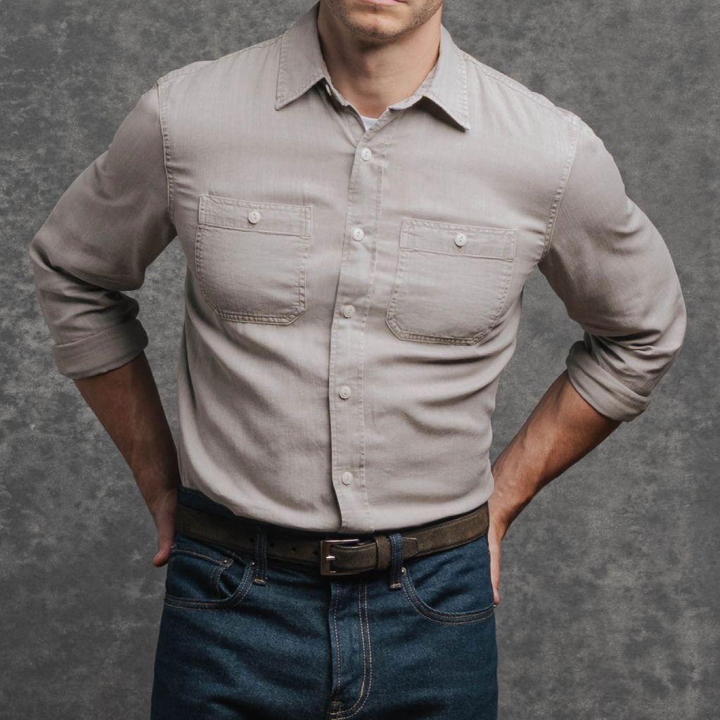Chambray Workshirt | Oyster - Image 6