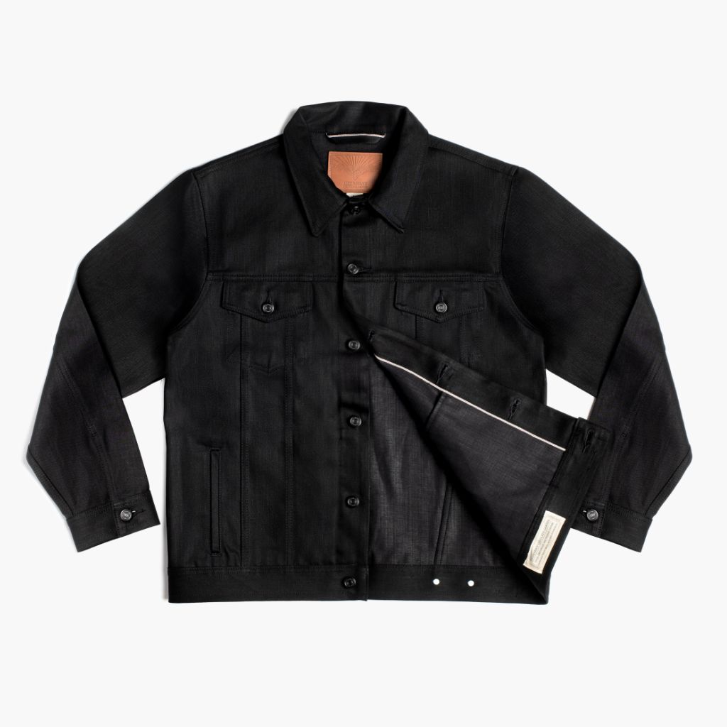 Selvedge Denim Trucker Jacket | Black - Image 5