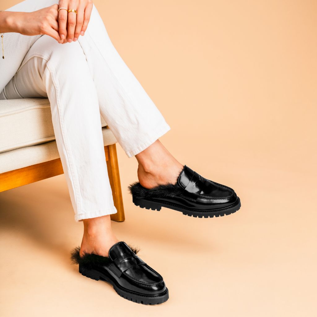 Penny Mule | Black Shearling - Image 8