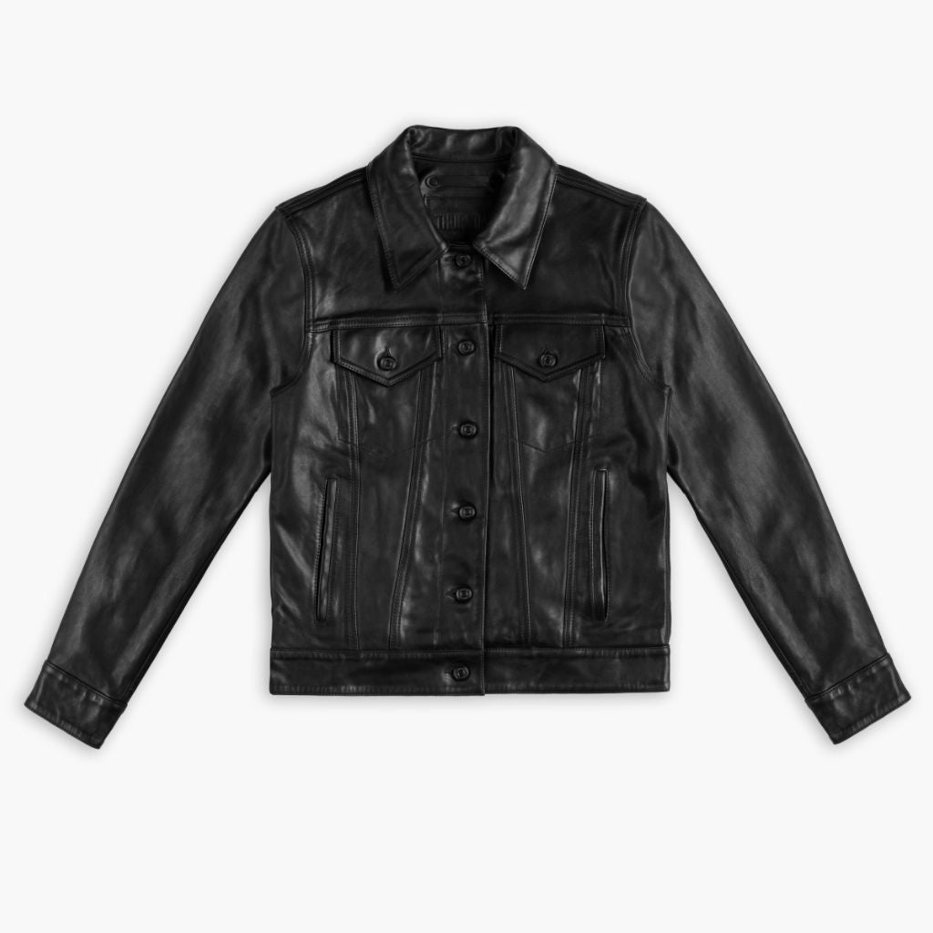 Leather Trucker Jacket | Black - Image 4